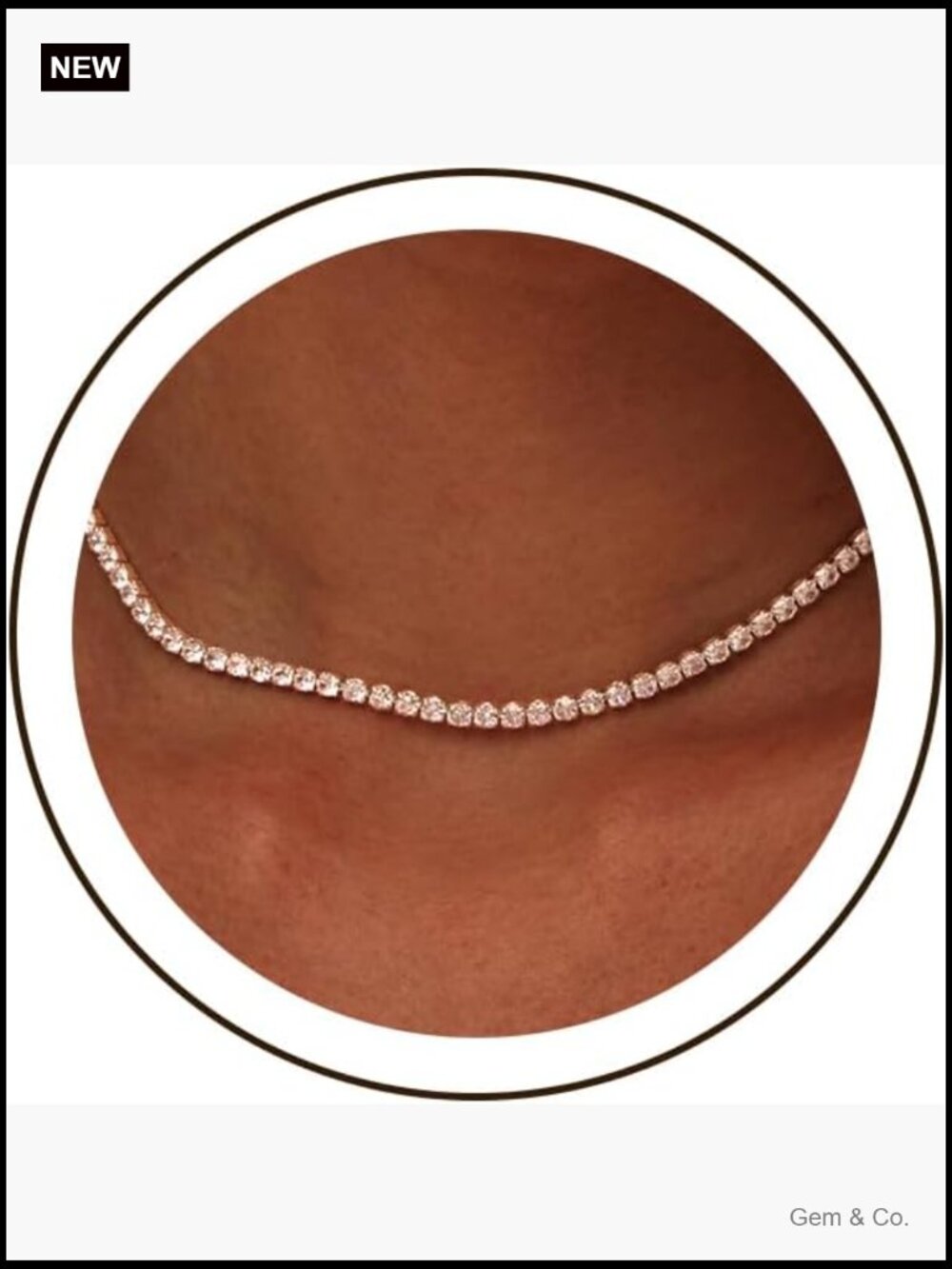 Dainty Cubic Zirconia Tennis Choker Necklace Gold Plated 14"
